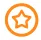 Orange star icon enclosed in an orange circular outline on a white background.