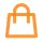 Orange shopping bag icon with handles.