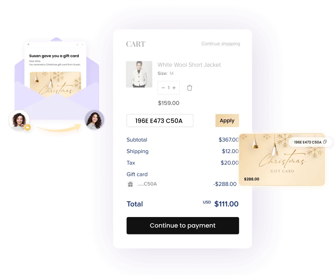 Branded gift cards, built in