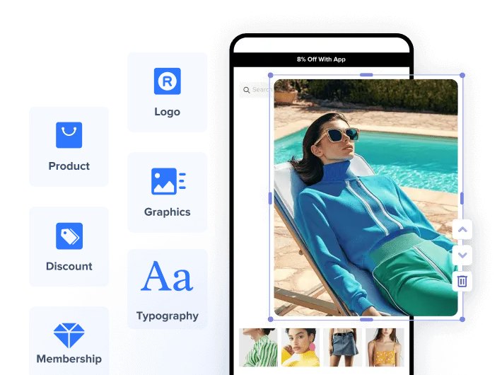Woman wearing sunglasses, blue turtleneck sweater, and green pants reclining on a lounge chair by a pool.
