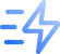 Blue lightning bolt icon with three horizontal speed lines on the left.