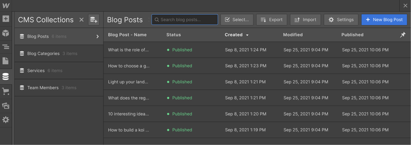 CMS Collection - Landscaper X Webflow Template