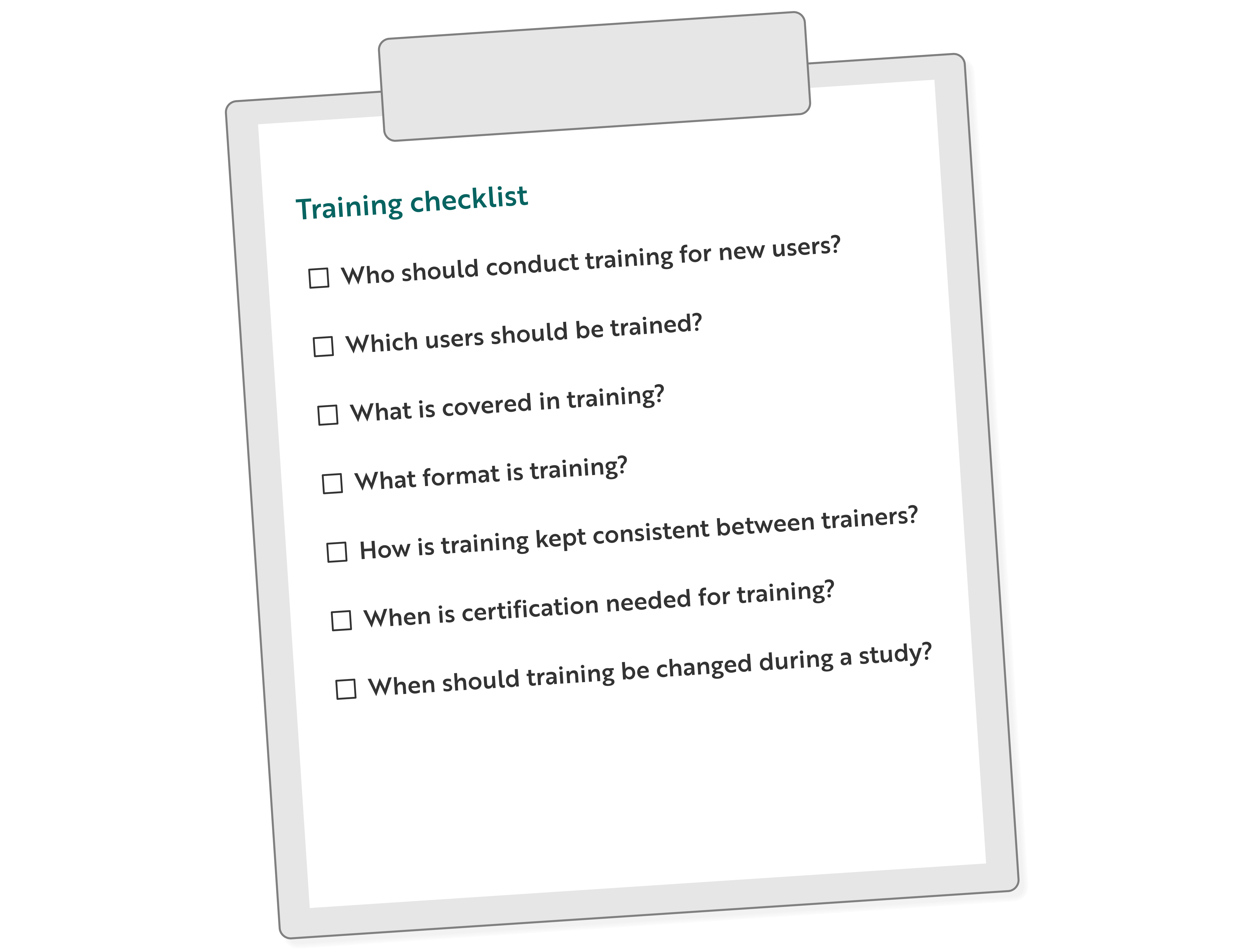 Check list with text from section headings.