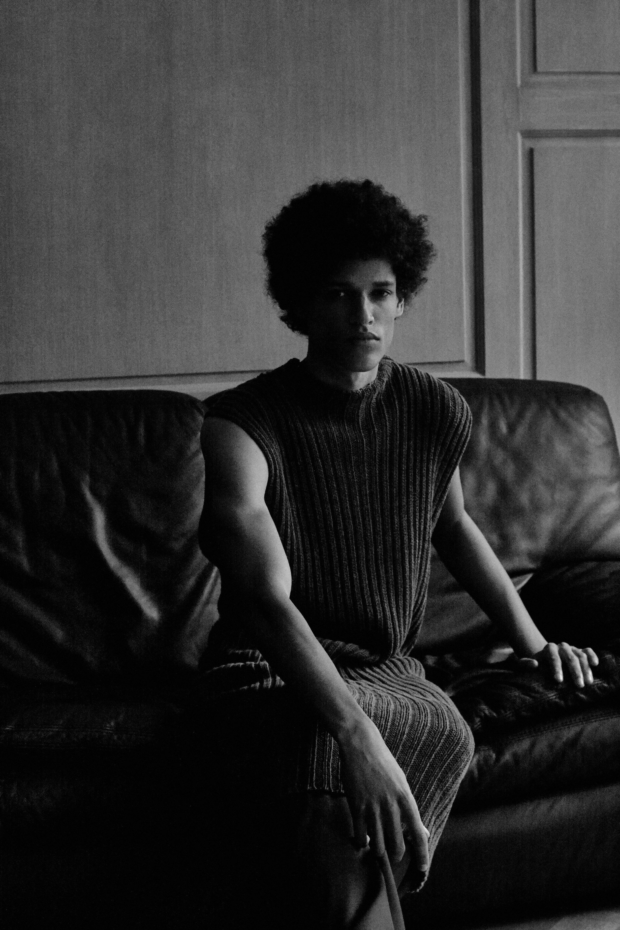 FASHION CREDITS: BORIS BIDJAN SABERI knit tank top, and KOLOR pants.