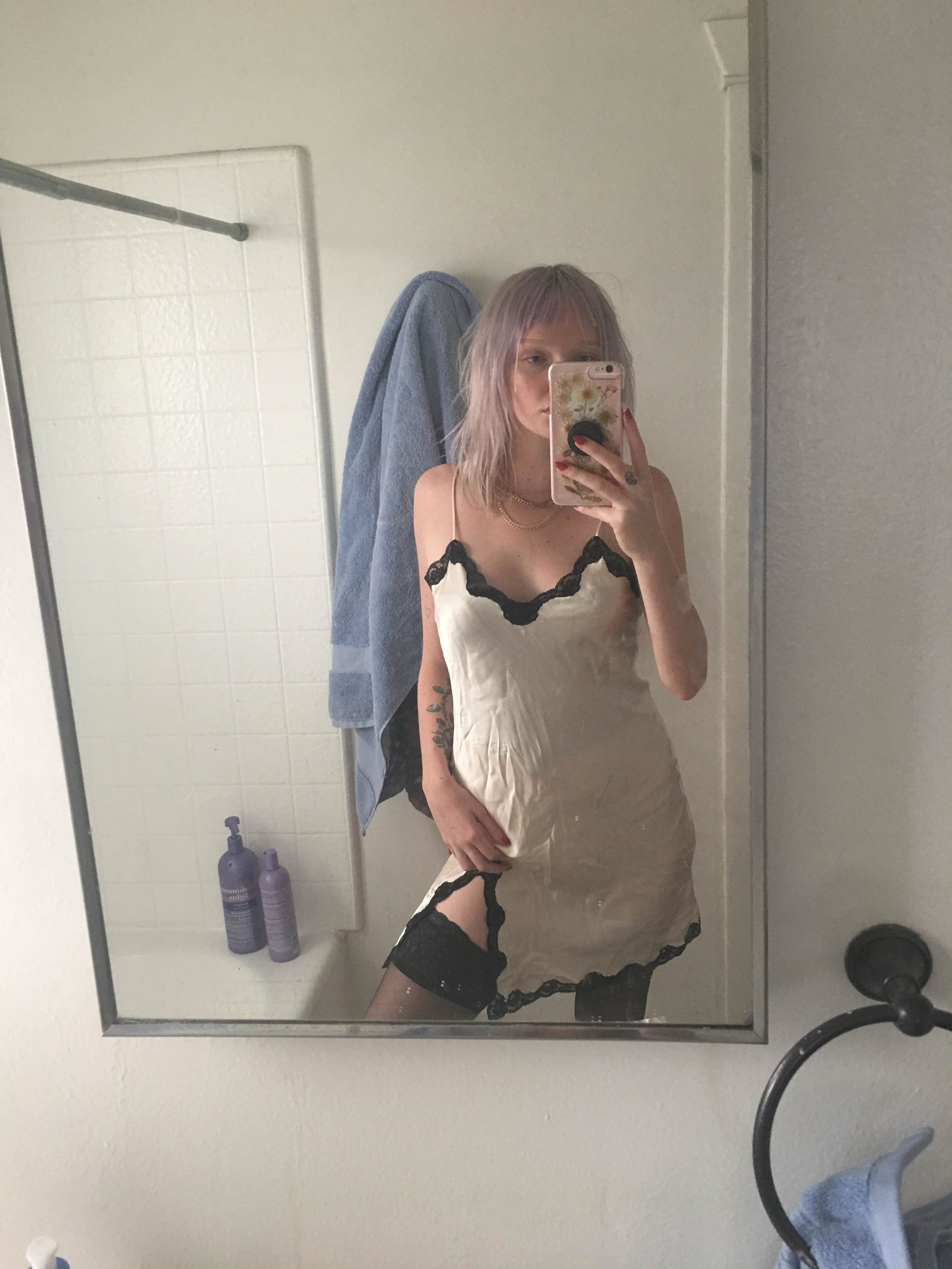 I like to get a new outfit for the show. I usually wear some sort of crazy ‘80s prom dress but of this show I opted for this slip dress.