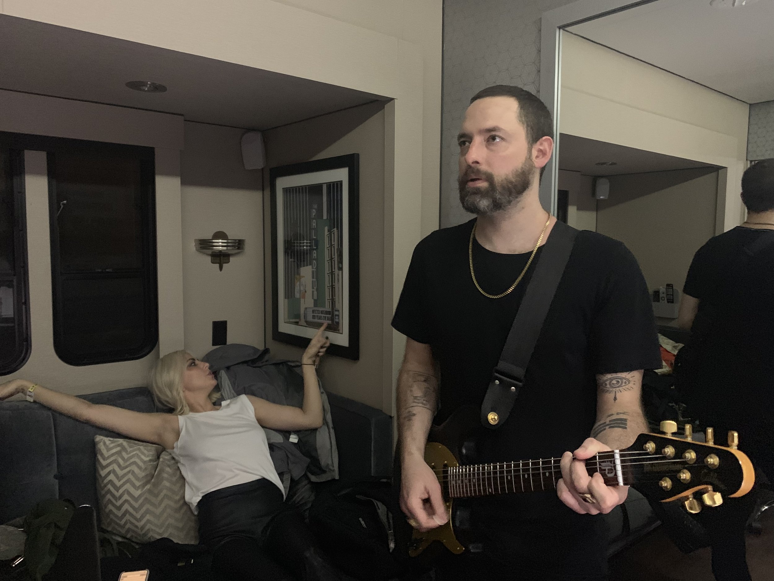 Josh and I hanging around in the trailer before our set