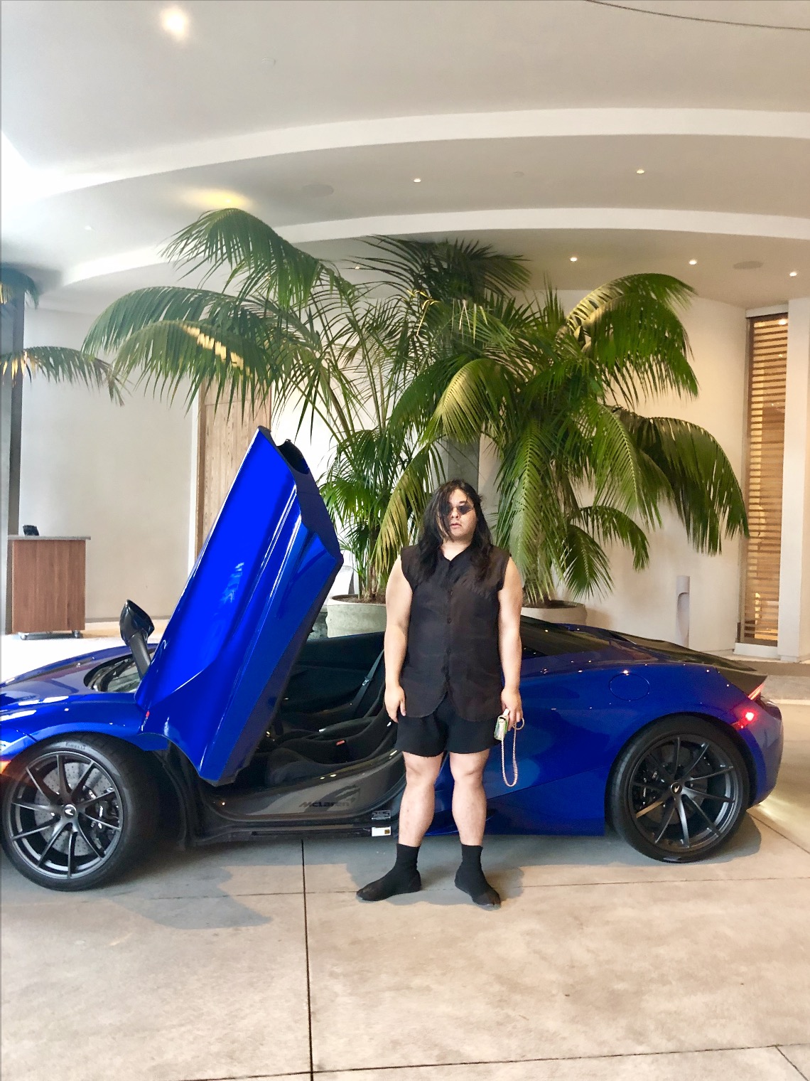 Arriving at the Proper Hotel for their artist cocktail