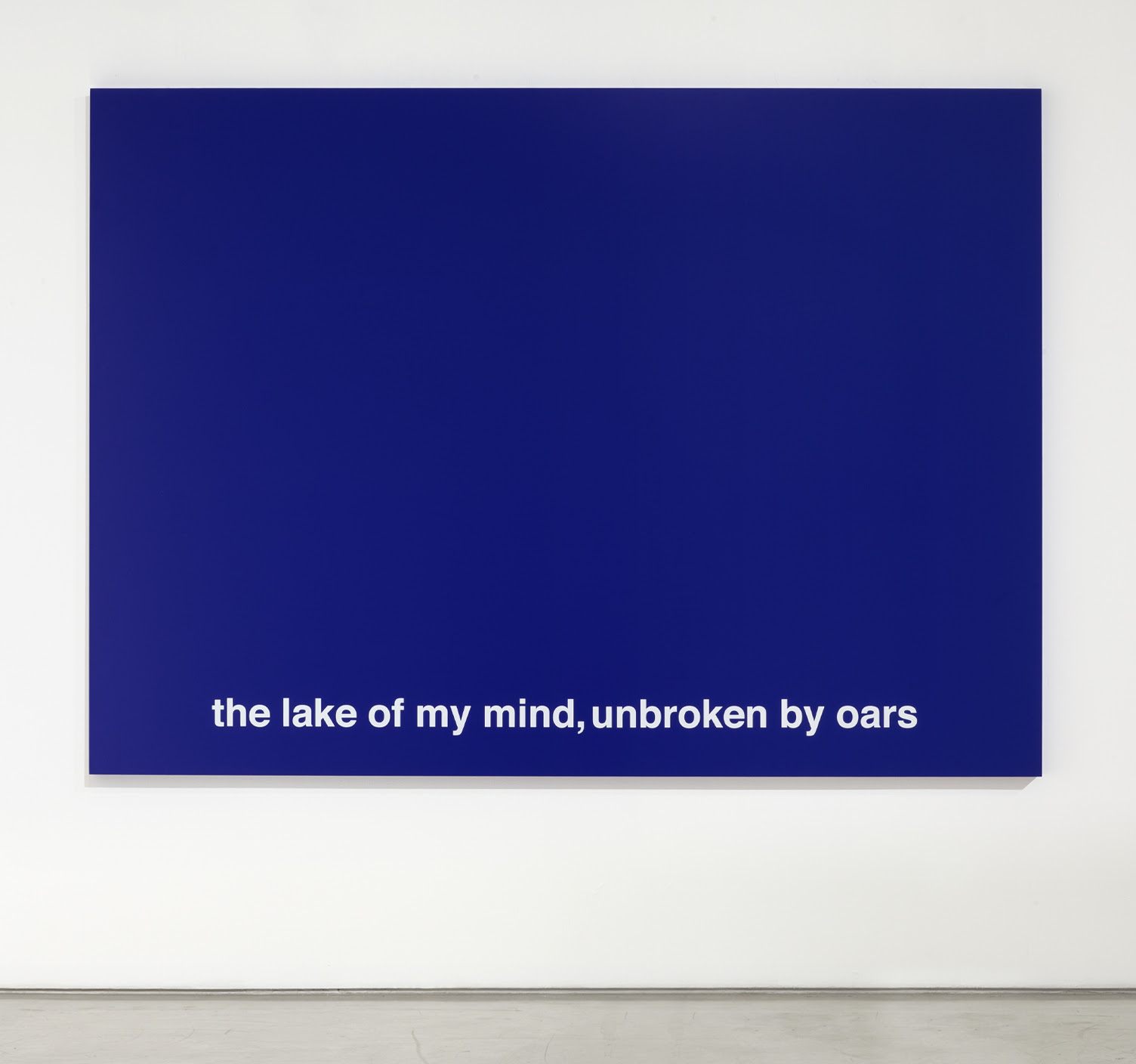 Eve Fowler, the lake of my mind, unbroken by oars, 2019, Acrylic polyurethane on aluminum, 49 x 68 x 1.5 inches (124.5 x 173 x 4 cm)