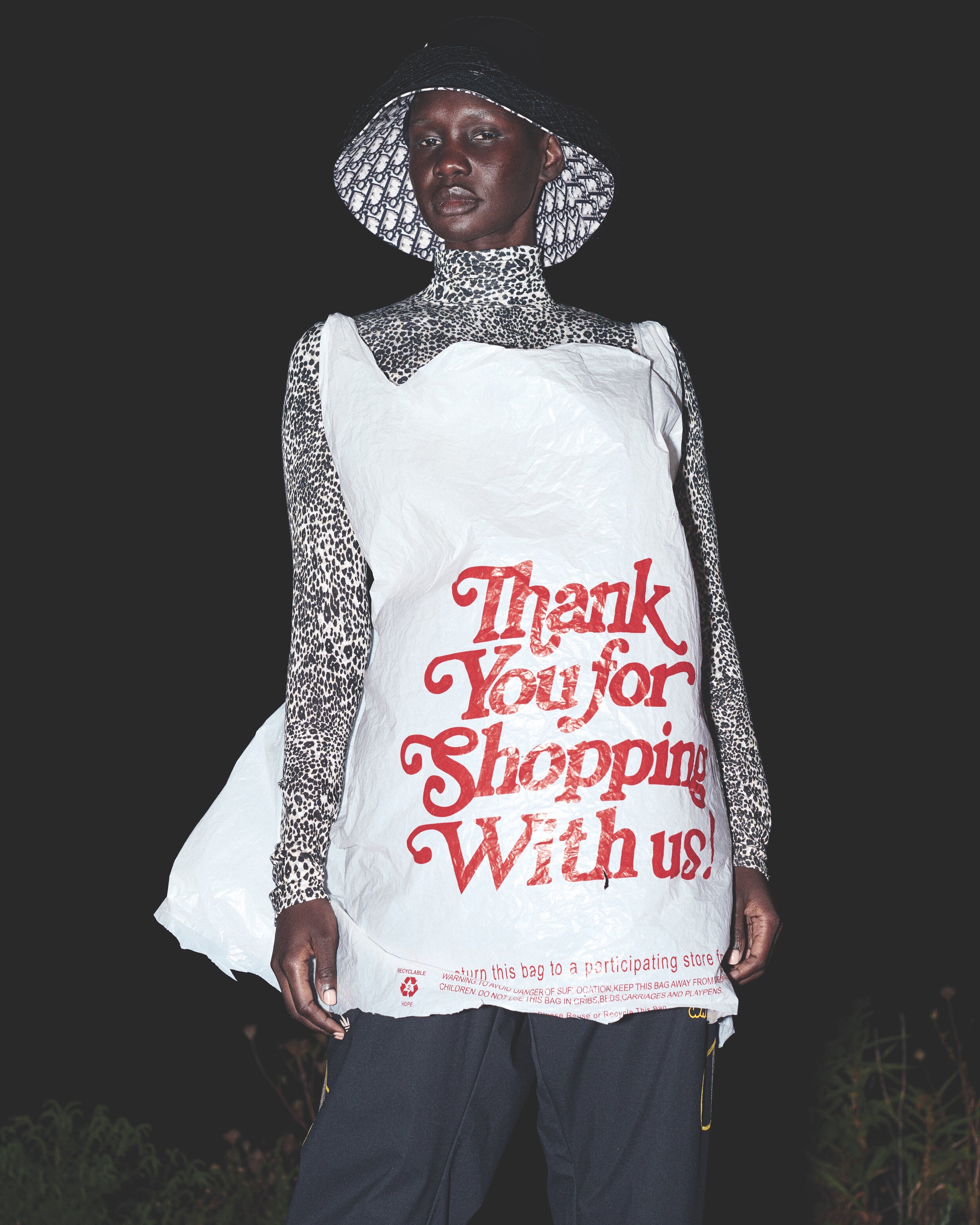 BCBGMAXAZRIA turtleneck, HAVE A GOOD TIME pants, and DIOR hat.
