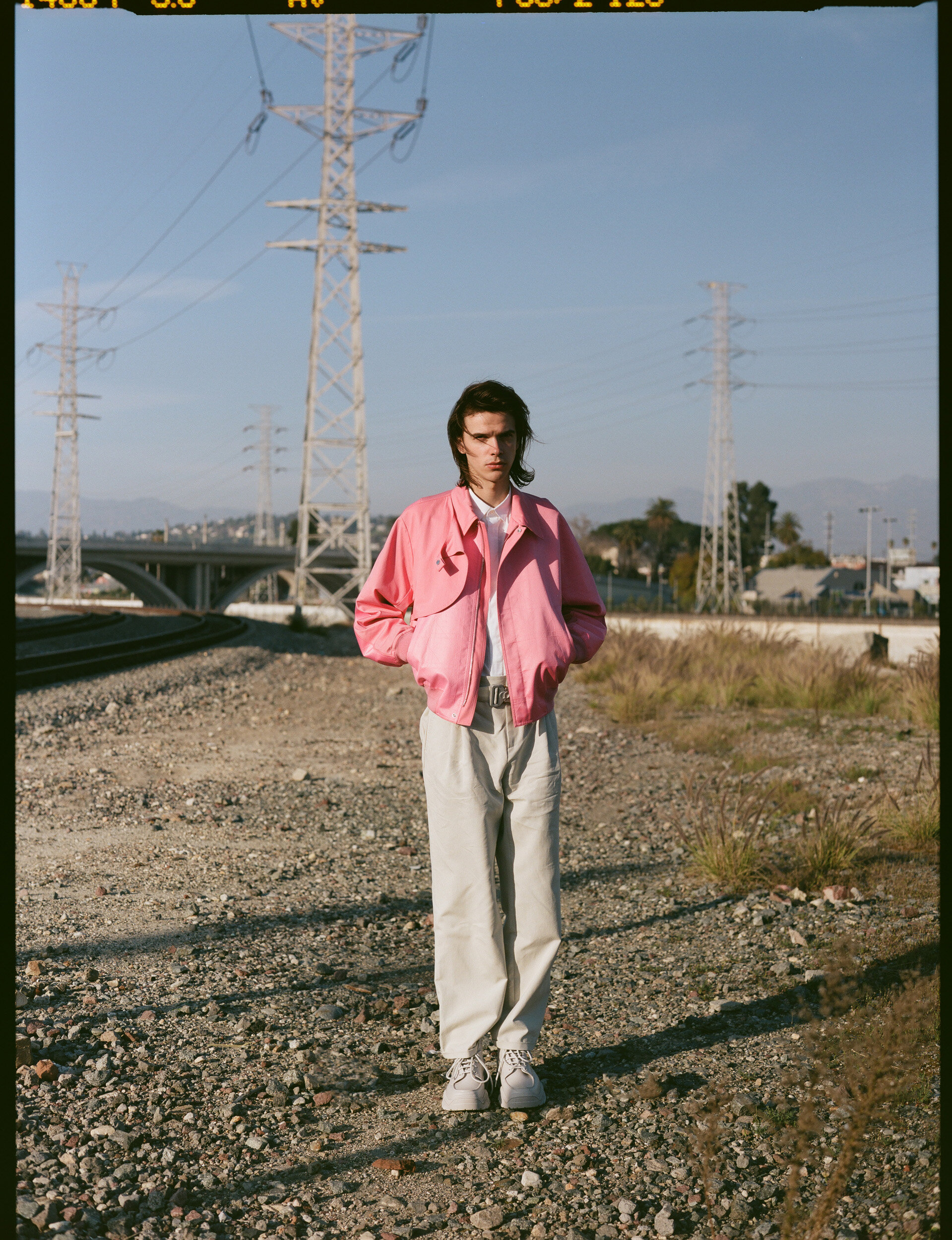 DIOR MEN jacket, shirt, pants, belt, and shoes.