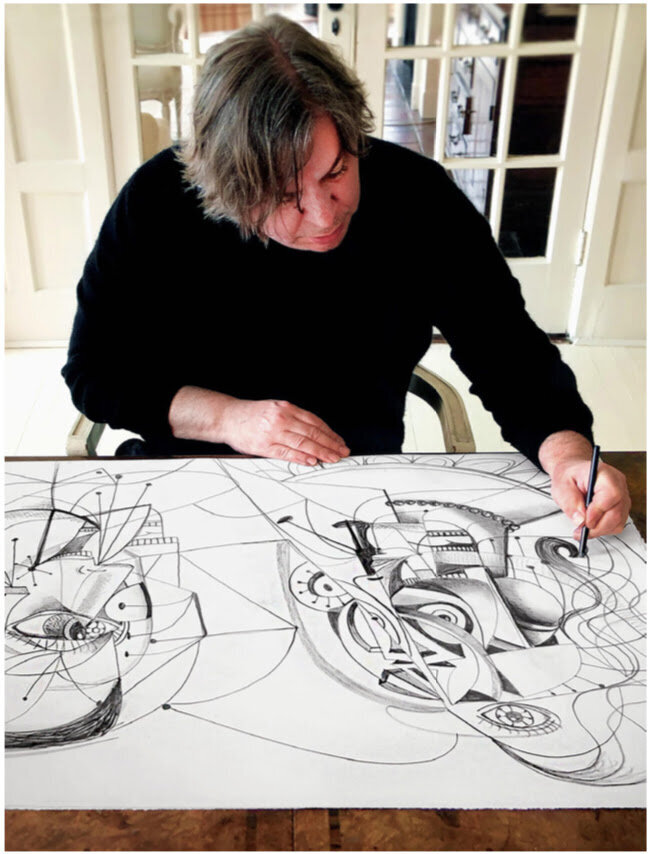 Condo in the studioGeorge Condo with his work 'Linear Contact', 2020