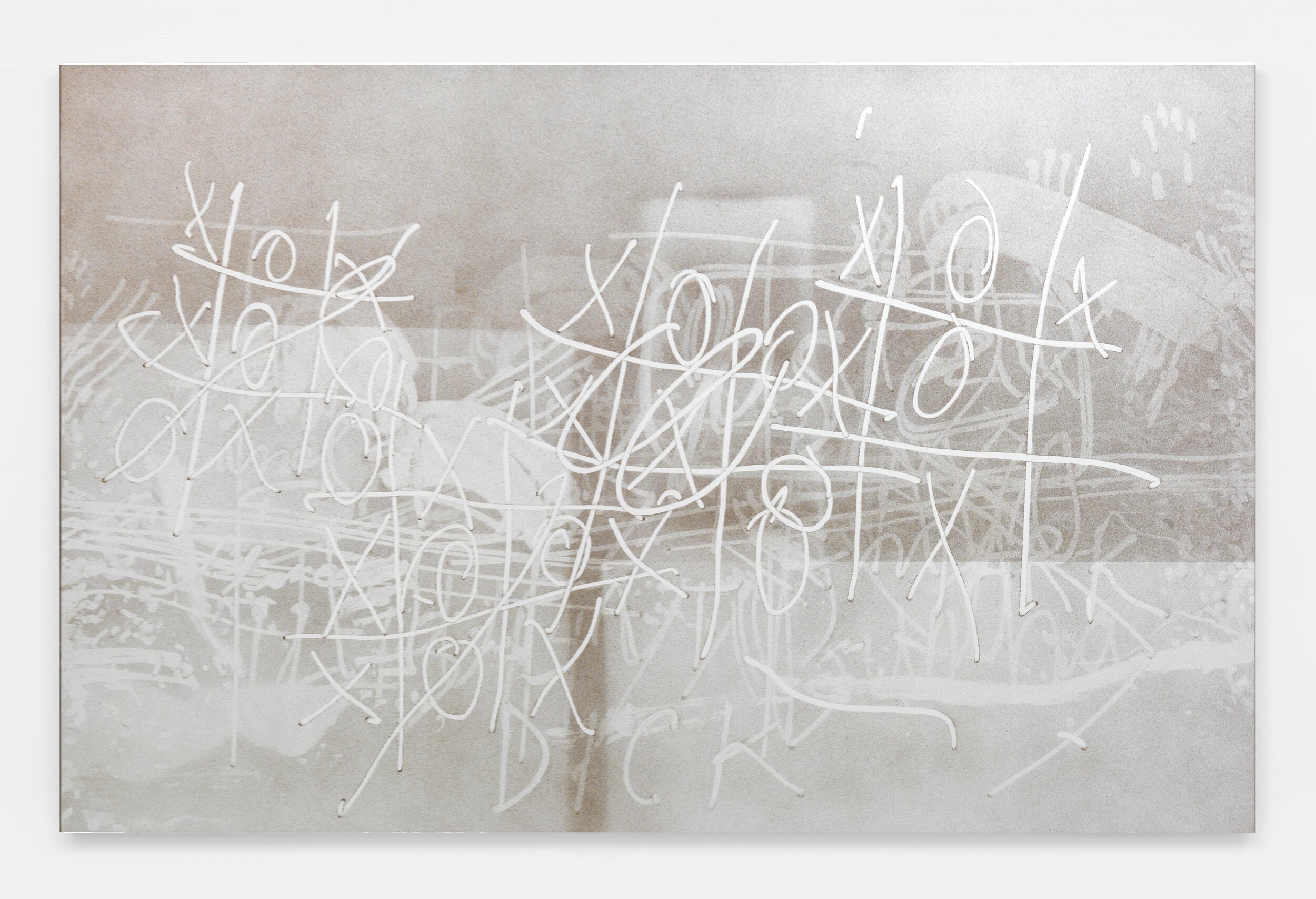 Matelli, Tic Tac Toe, 2015, urethane on mirror, 60 x 96 in.