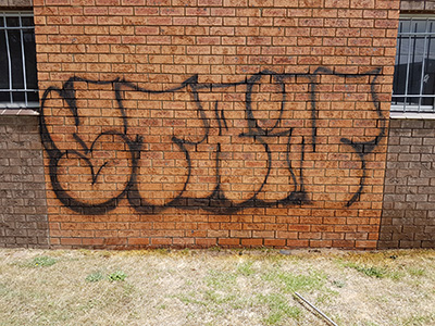 Surface before graffiti removal