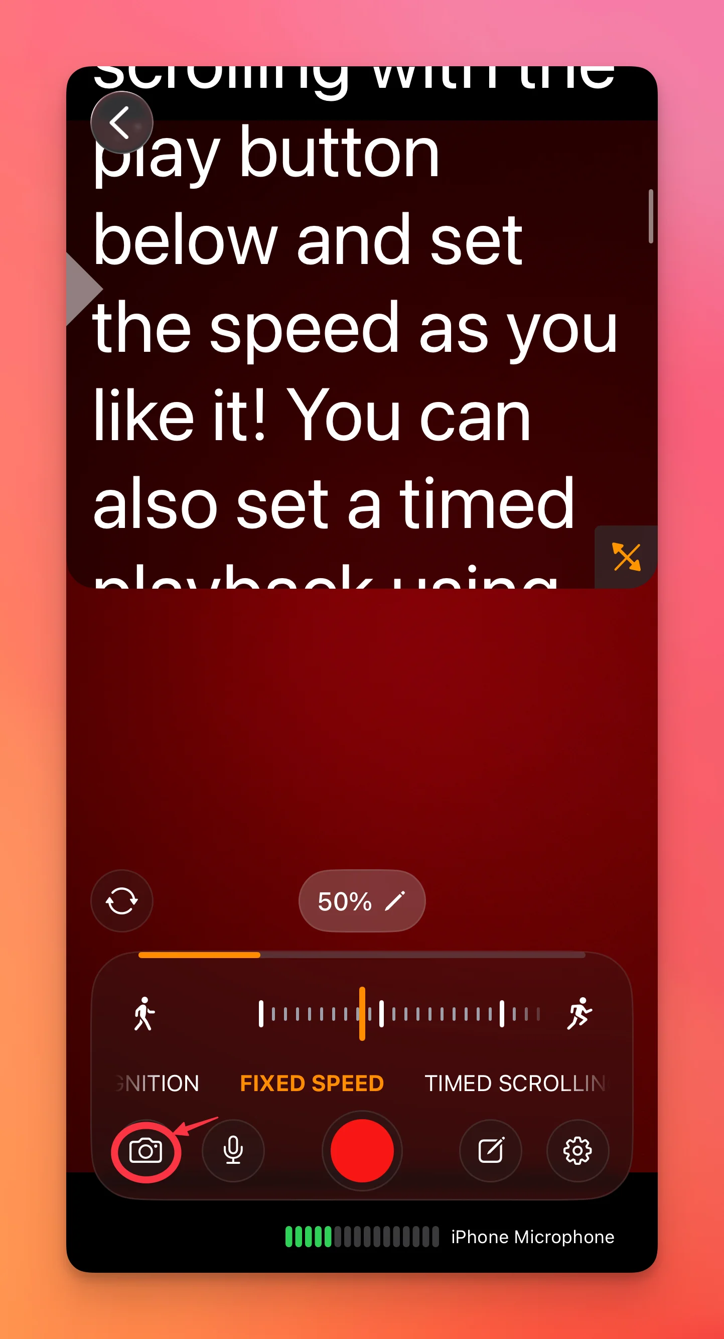 camera settings icon bottom left
