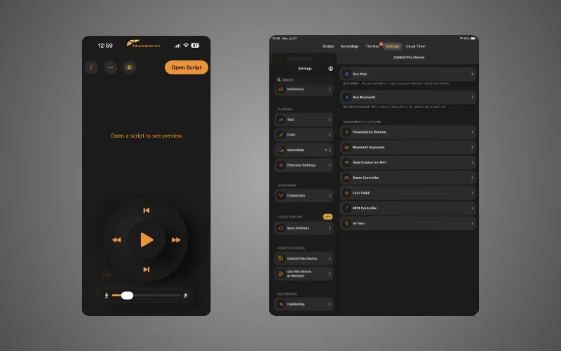 teleprompter remote control options