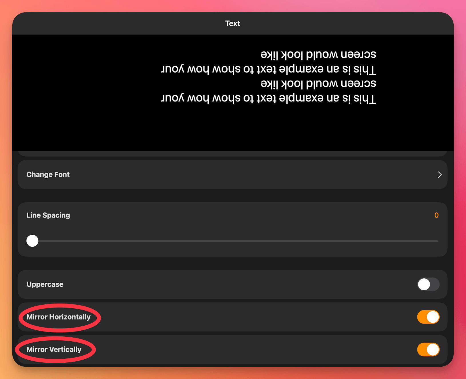 Mirroring Options