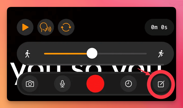 pencil icon on the recording screen