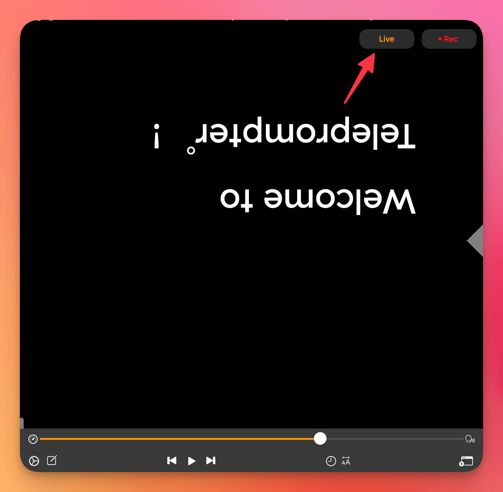 LIVE button Teleprompter.com