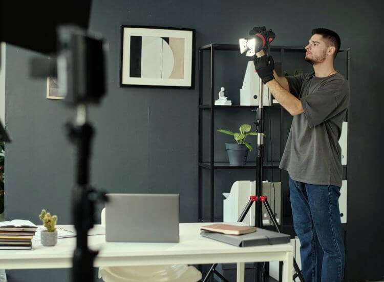 preparing lighting set up for video content