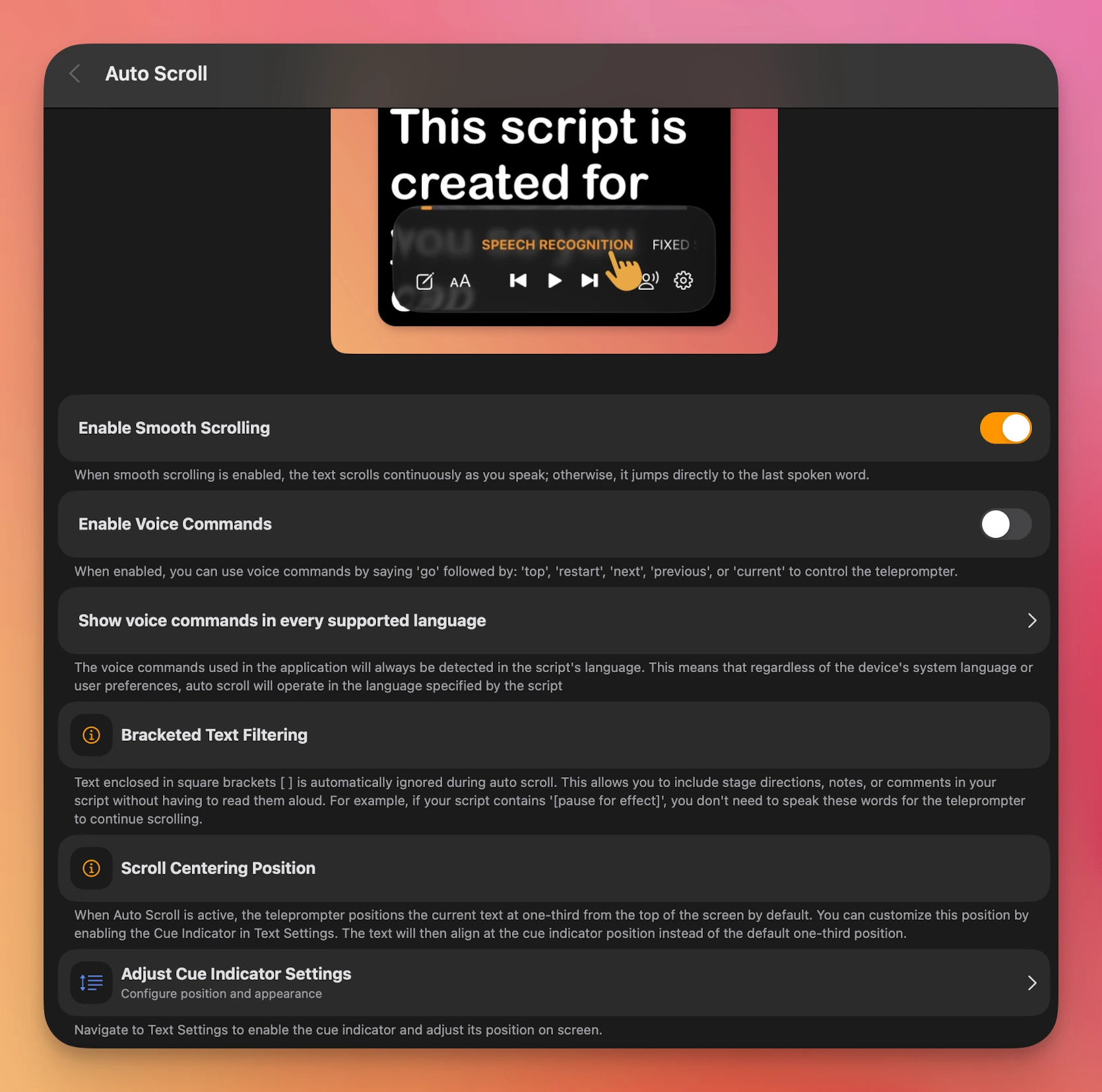 Auto Scroll Feature of Teleprompter.com