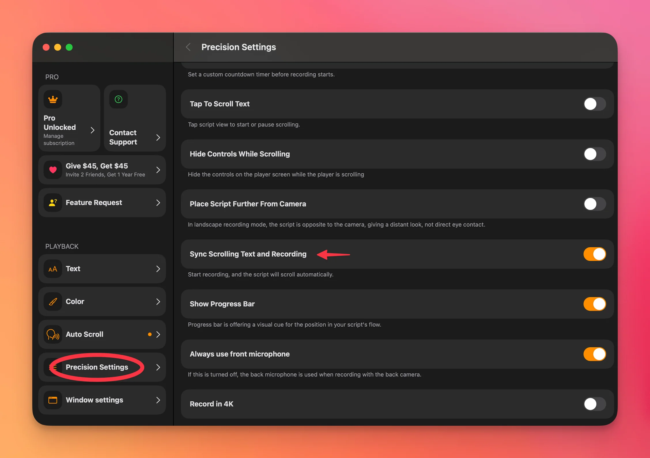 Teleprompter.com Precision Settings