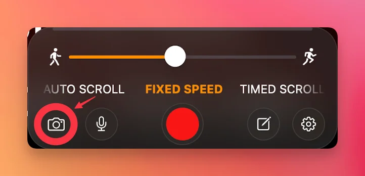 camera icon on recording window