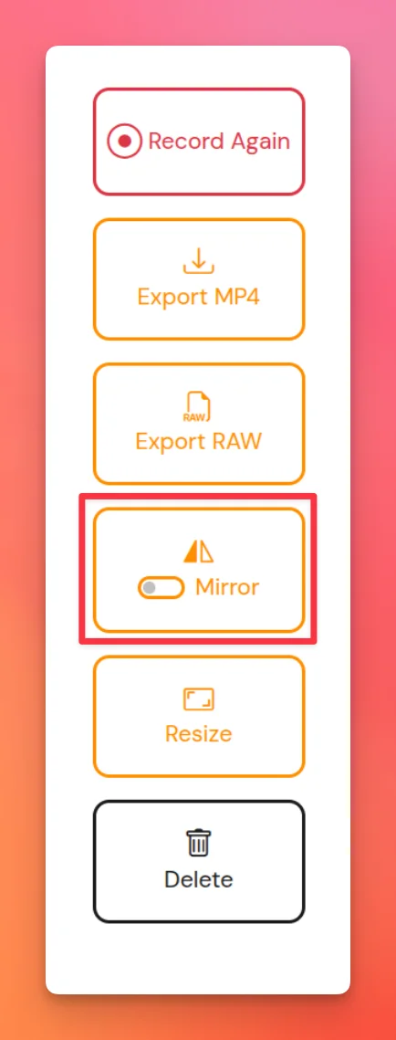 mirror icon on Teleprompter.com web browser