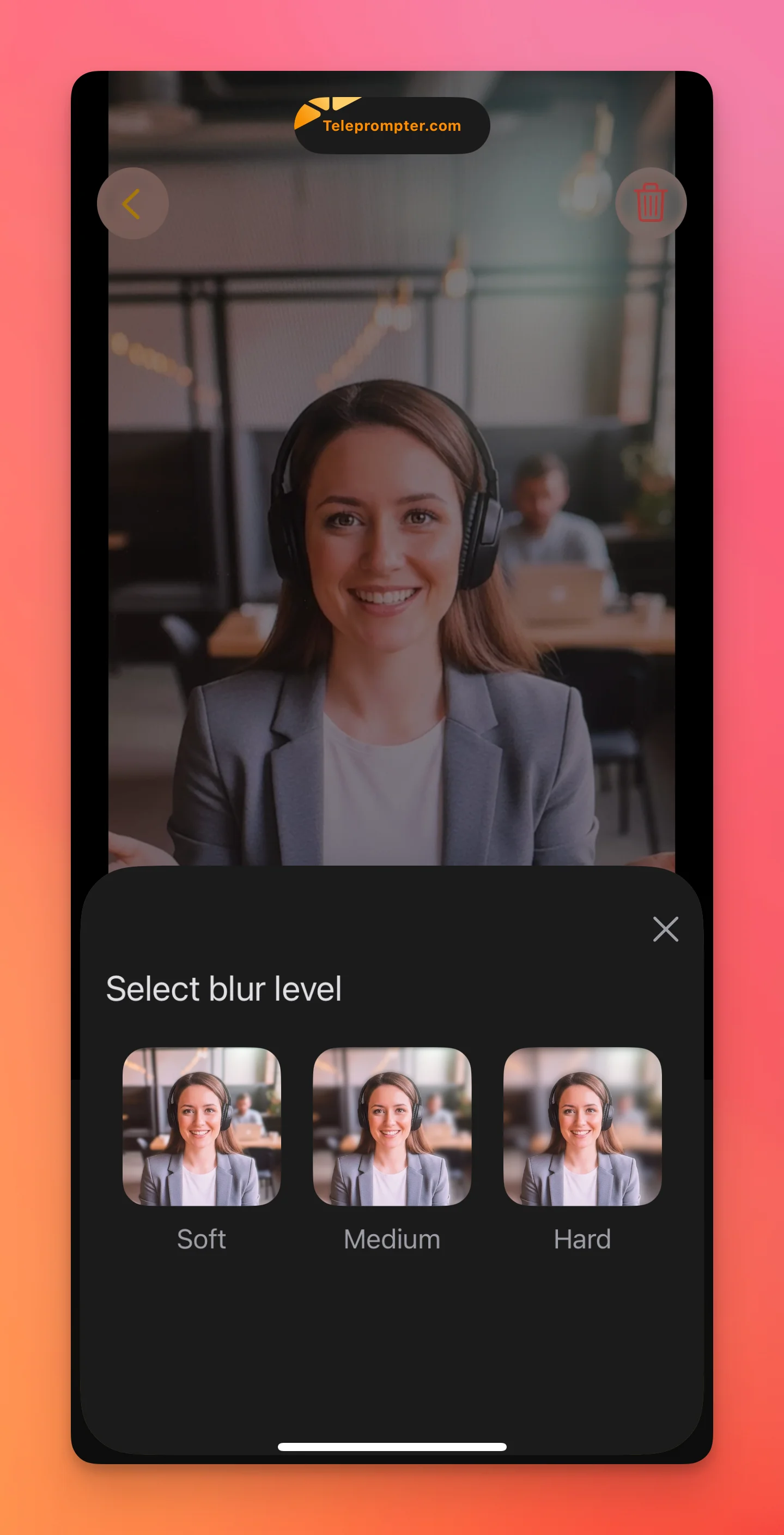 Teleprompter.com Blur Level Options
