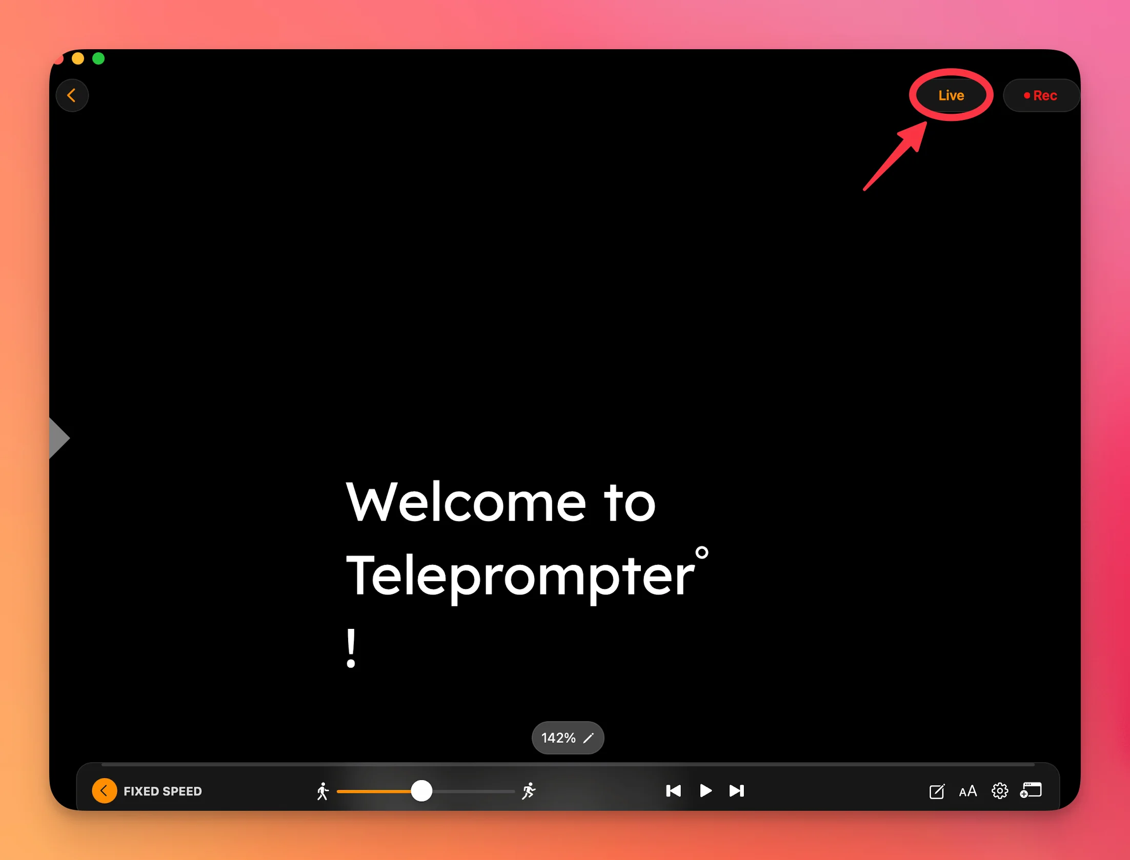 Teleprompter.com Live Streaming Option