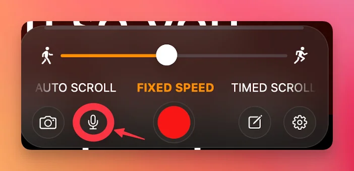 Mic Icon on Teleprompter.com App