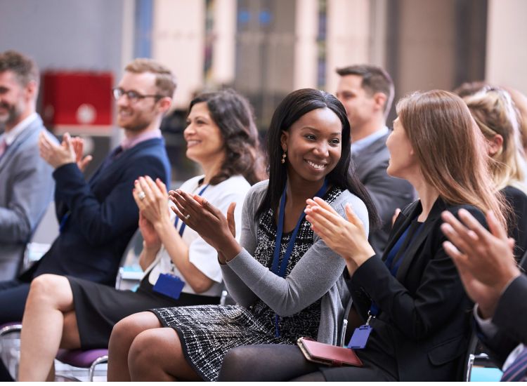 engaged audience in a public talk