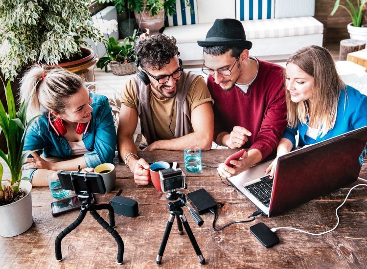 group of content creators having a discussion for the content