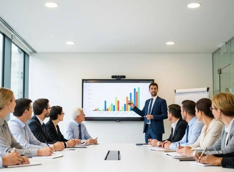 a presenting having a visual presentation