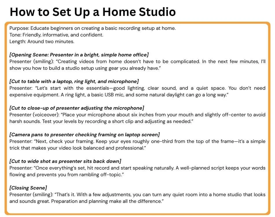 example script for an instructional video