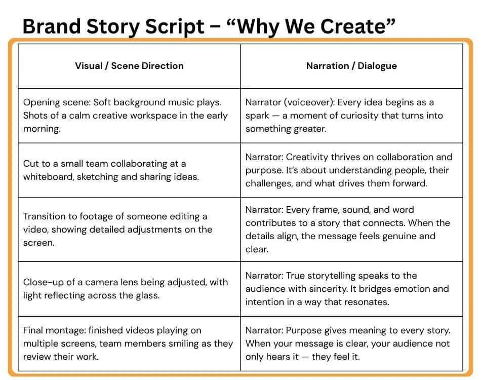 example of a brand story script