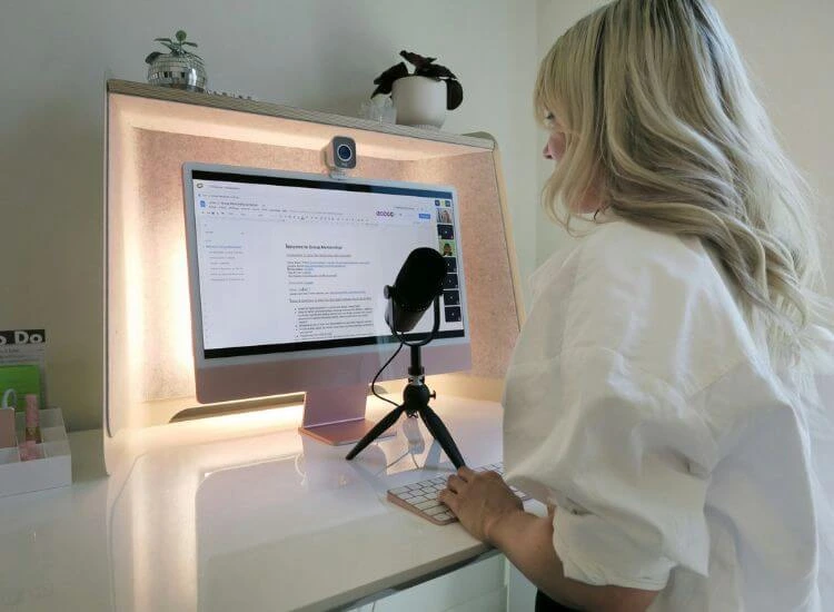 video creator recording a content