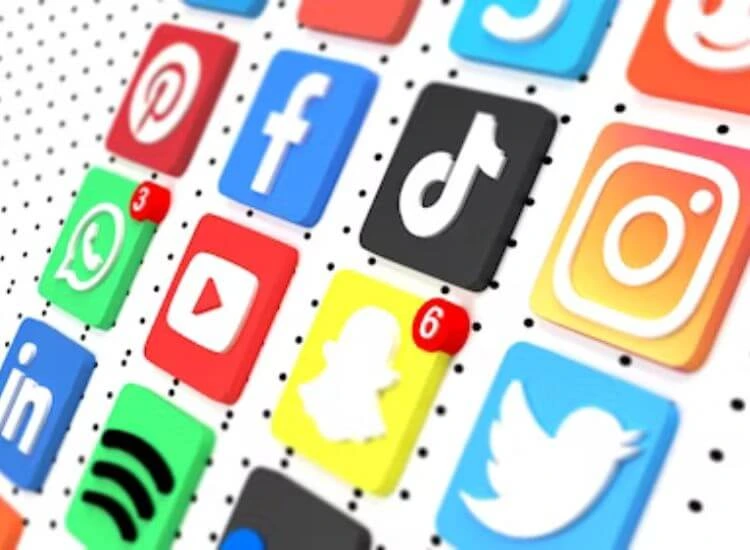 different social media icons