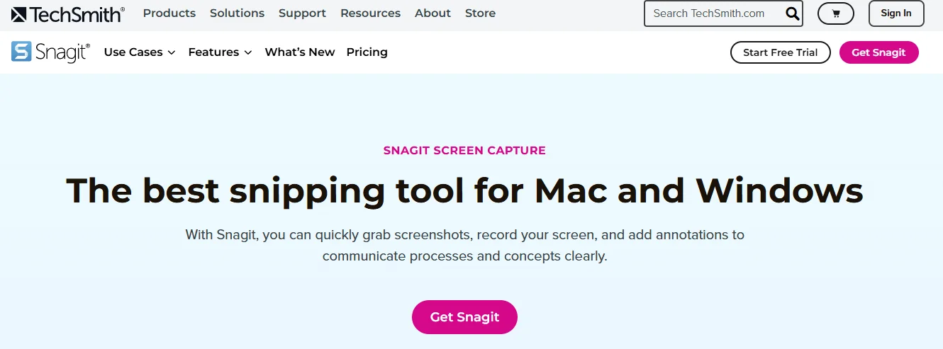TechSmith Snagit homepage
