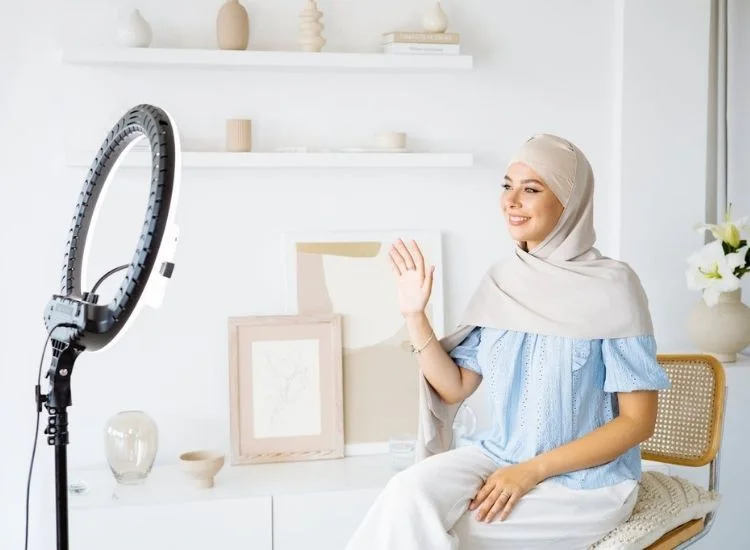 ring light setup of a content creator