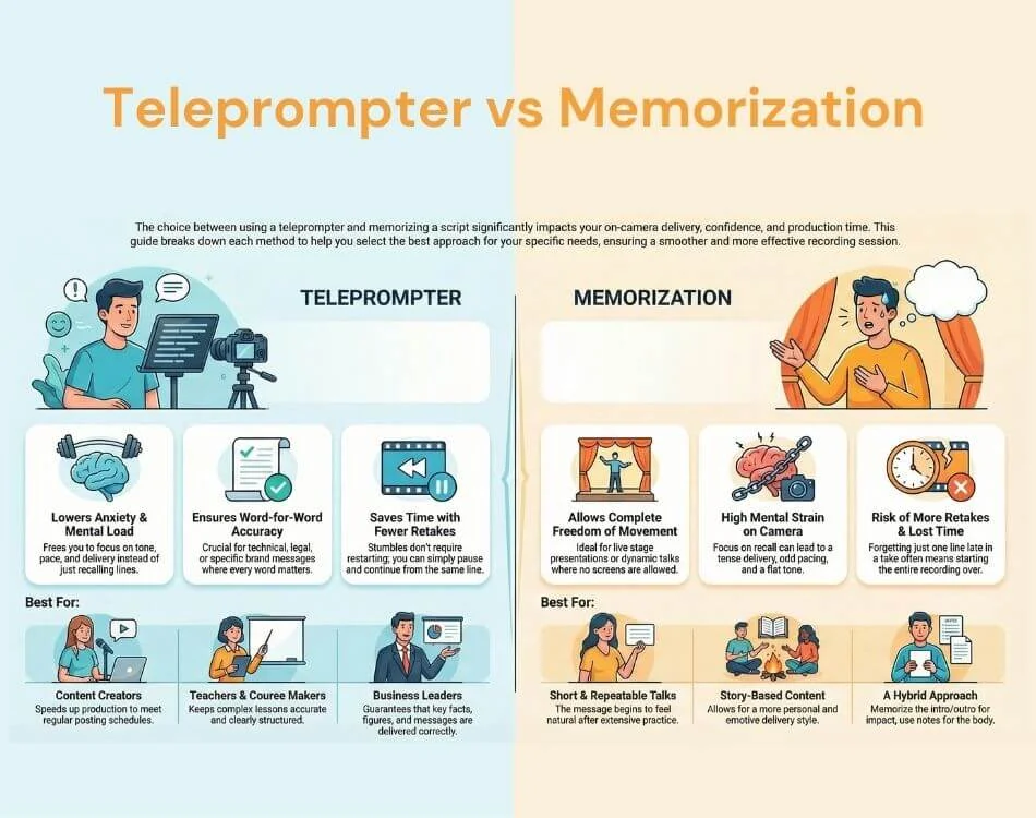 teleprompter and memorization comparison