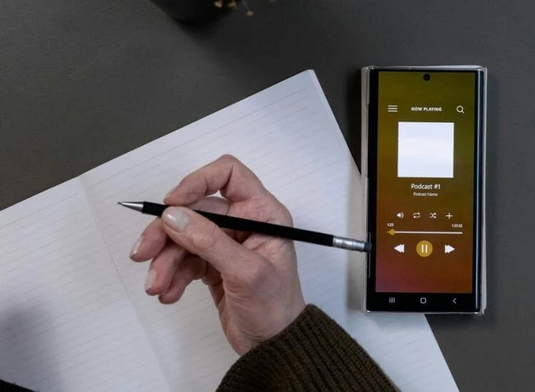 podcast episode showing on smartphone