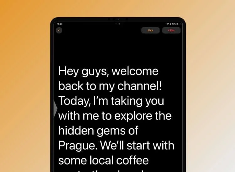 teleprompter app for video recording showing on a smartphone