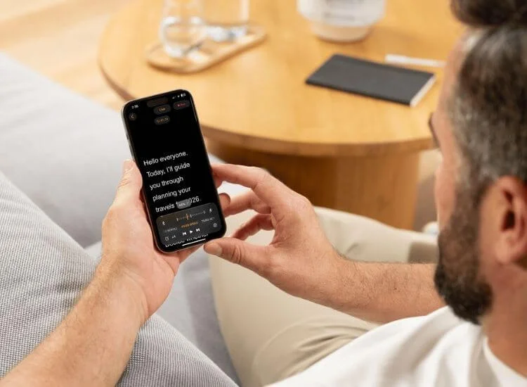 adjusting the telepompter speed on smartphone