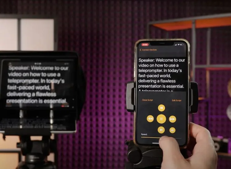 using smartphone as a teleprompter remote