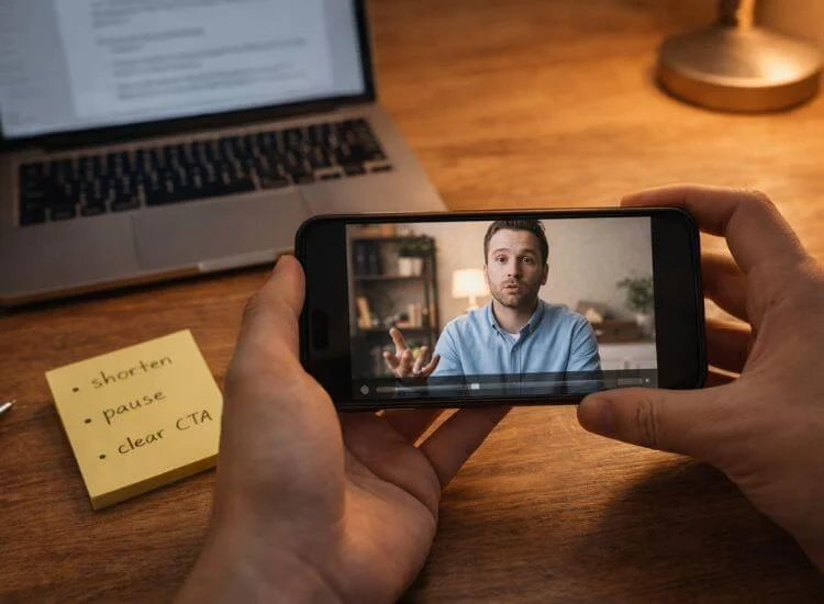 reviewing video content on smarphone