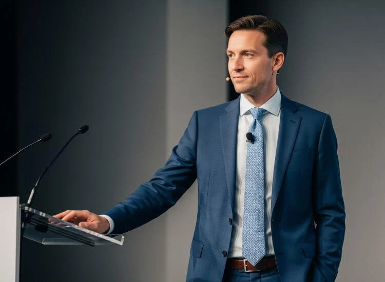 professional speaker having controlled pacing