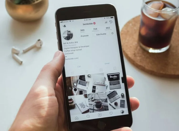 instagram profile showing on smartphone screen