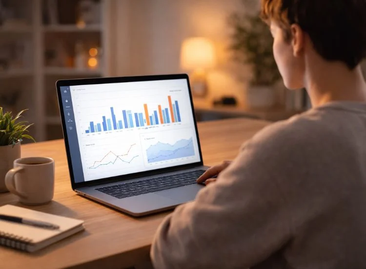 content creator reviewing content analytics