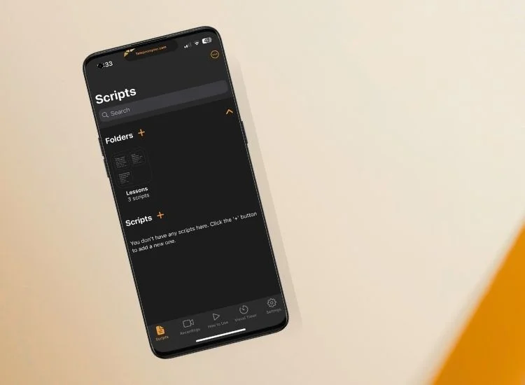 teleprompter app on smartphone screen