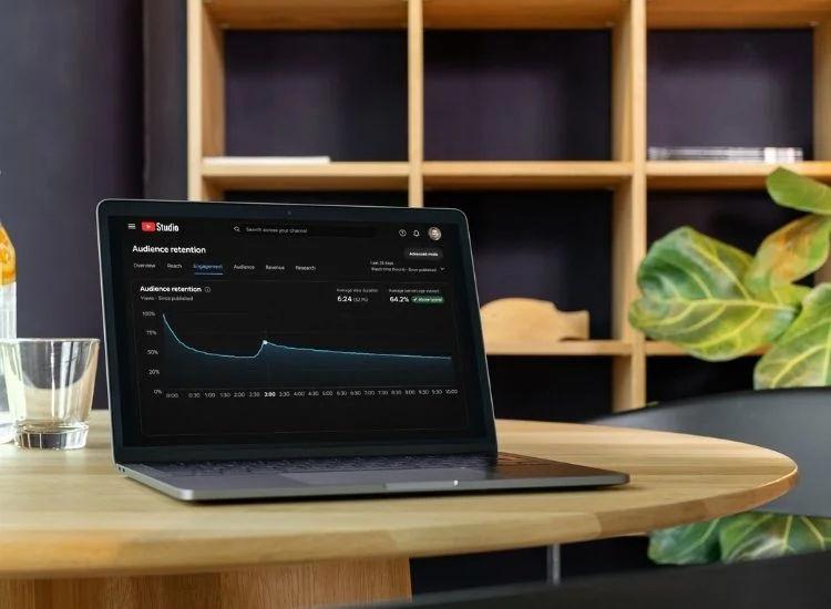 YouTube audience retention graph showing on computer screen